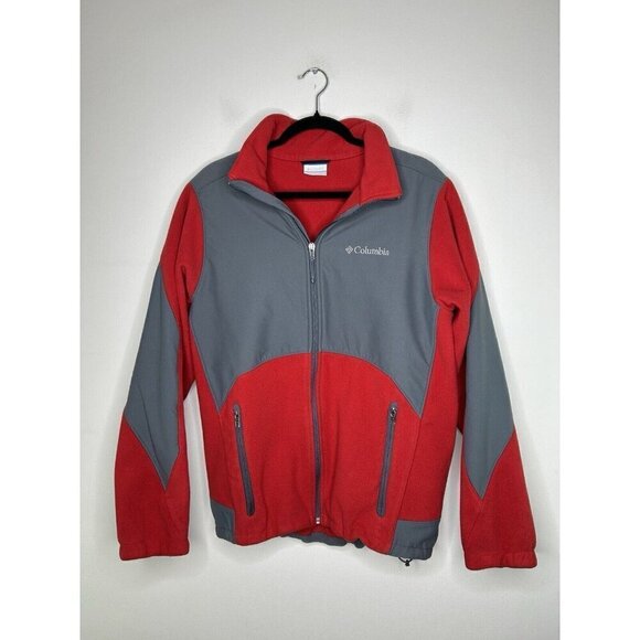 Columbia Men Nordic Trekker Fleece Jacket Wind Proof Red Gray Size Medium - Picture 1 of 11